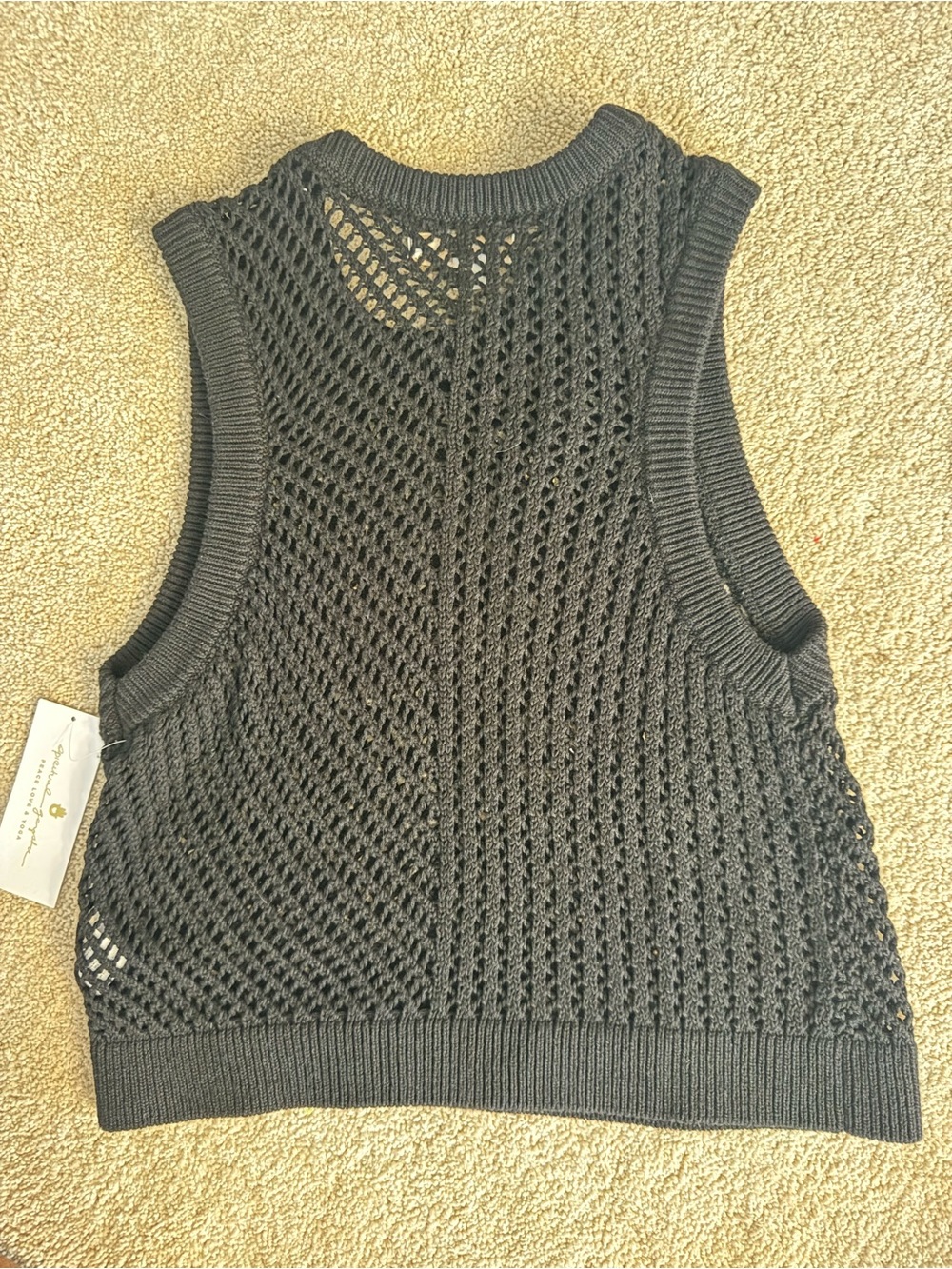 Spiritual Gangster Black Open-Knit Sleeveless Tank - Picture 2 of 6